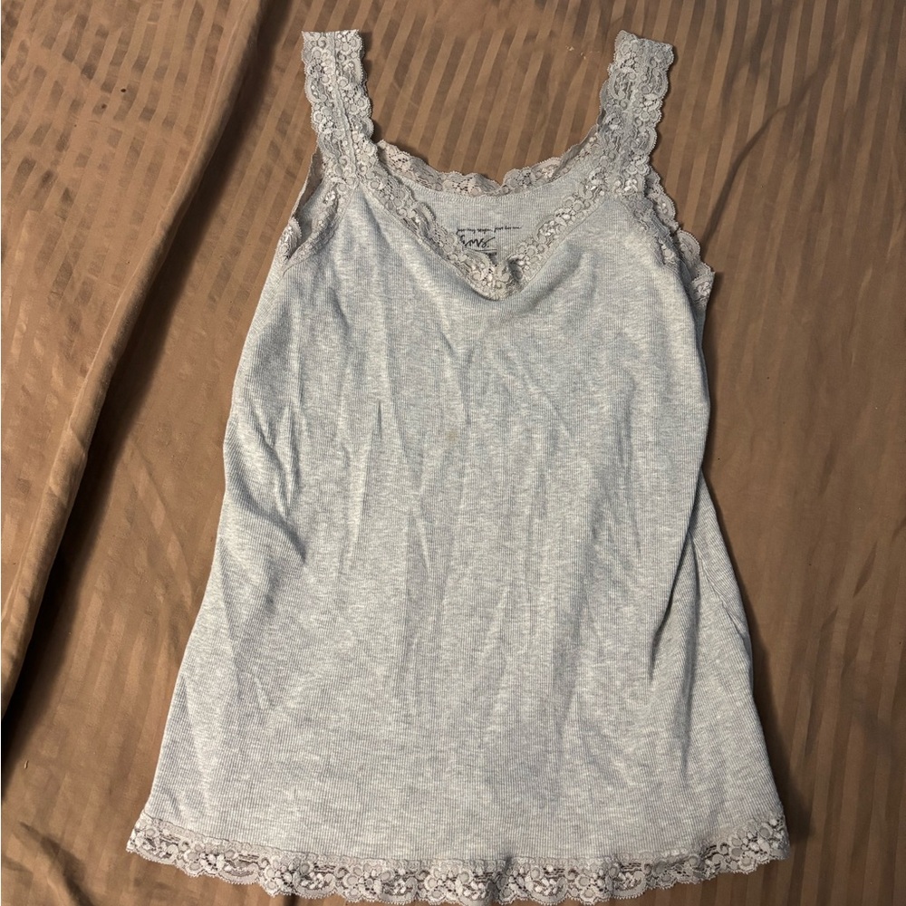 Just My Size Gray Camisole Lace Trim Top 1X